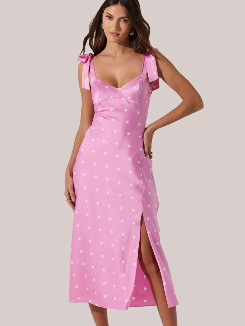 NWT Anthropologie ASTR The Label Sweetheart Bow Strap Satin Midi Dress Size L